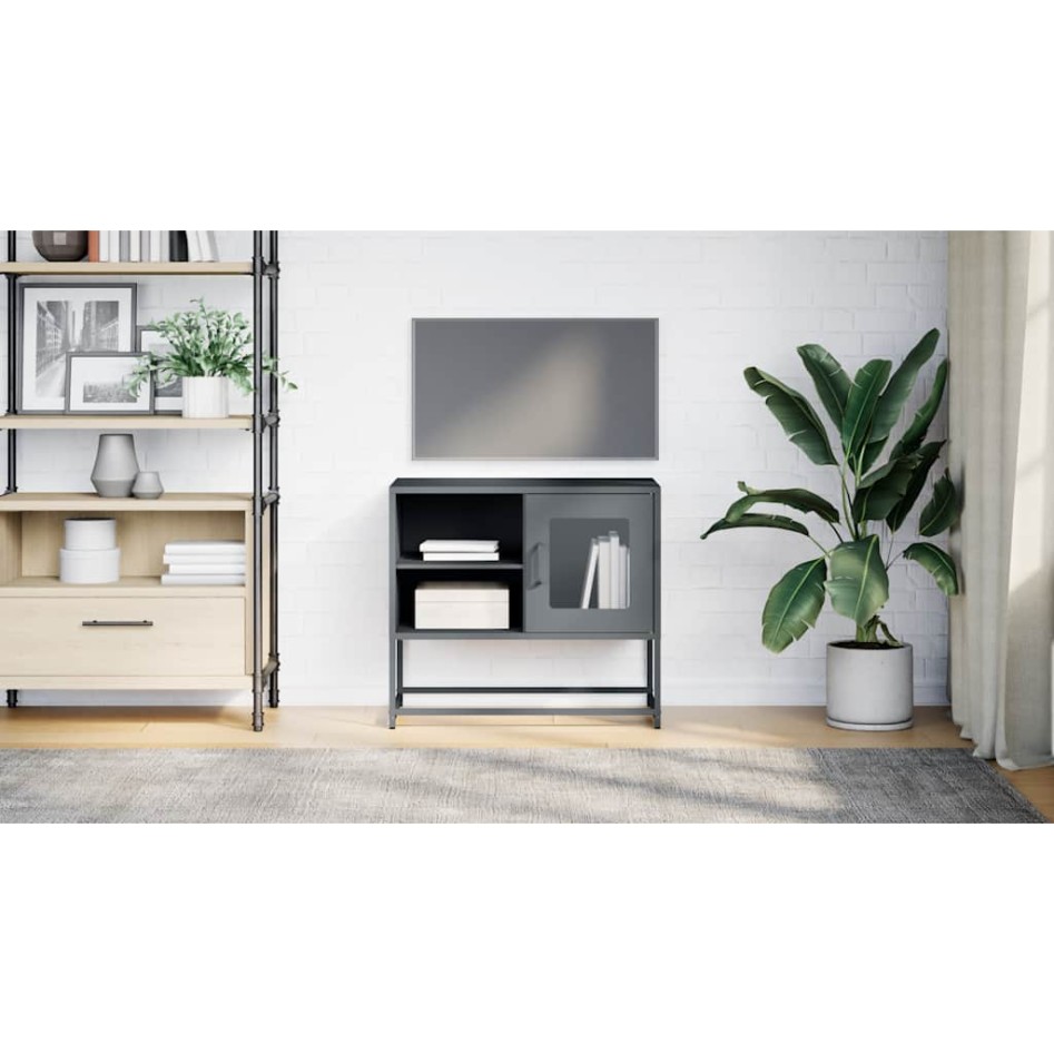 Mueble para TV de acero gris antracita 68x39x60,5
