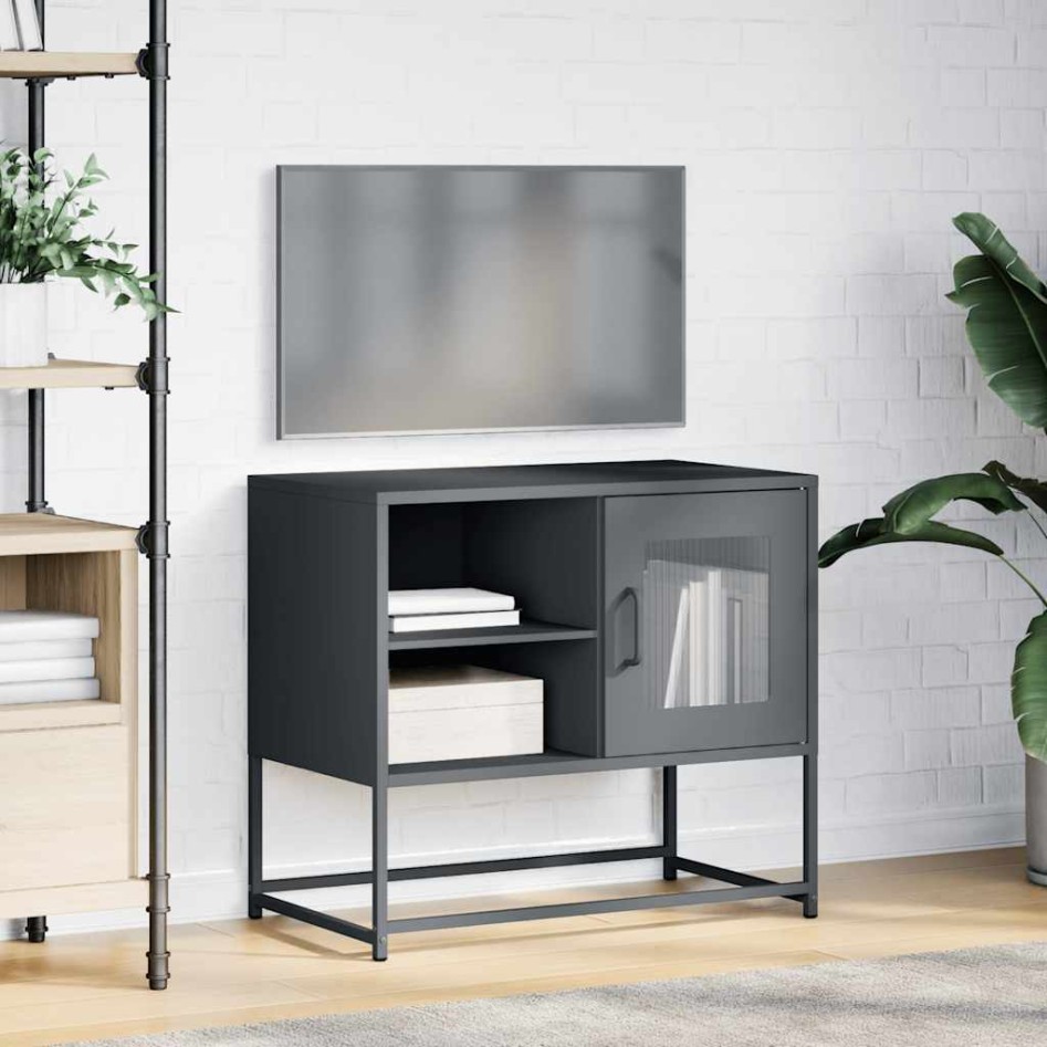 Mueble para TV de acero gris antracita 68x39x60,5
