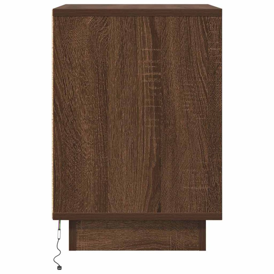 Mesilla de noche con luces LED roble marrón 38x34x50