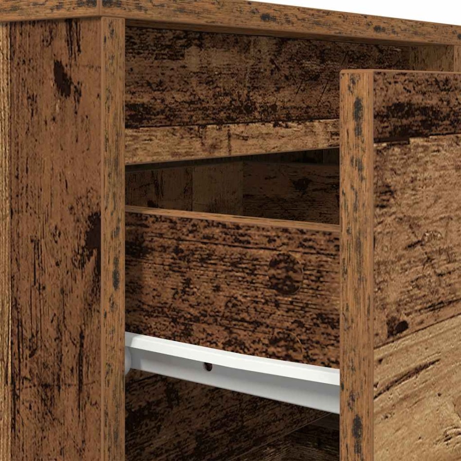 Mesilla de noche con luces LED madera vieja 38x34x50