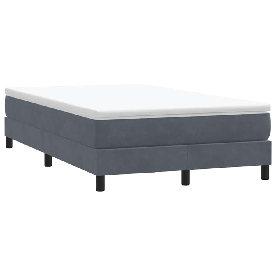 Cama box spring sin colchón terciopelo gris oscuro 120x210