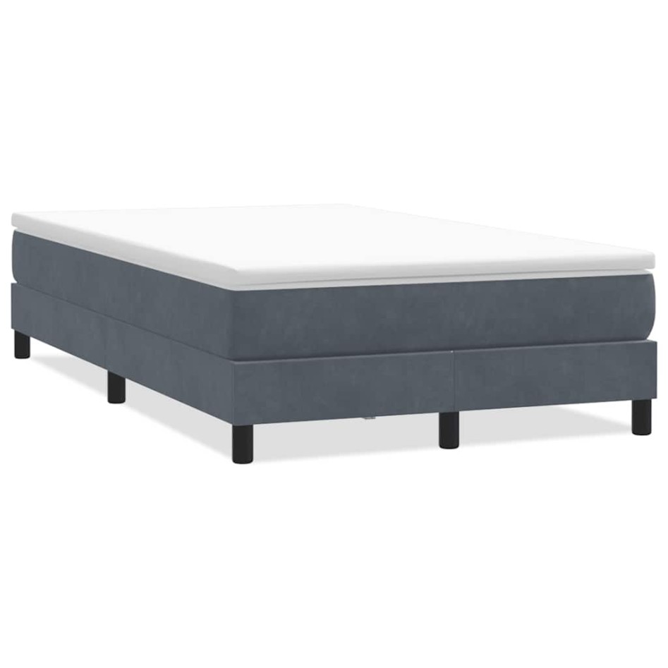 Cama box spring sin colchón terciopelo gris oscuro 120x210