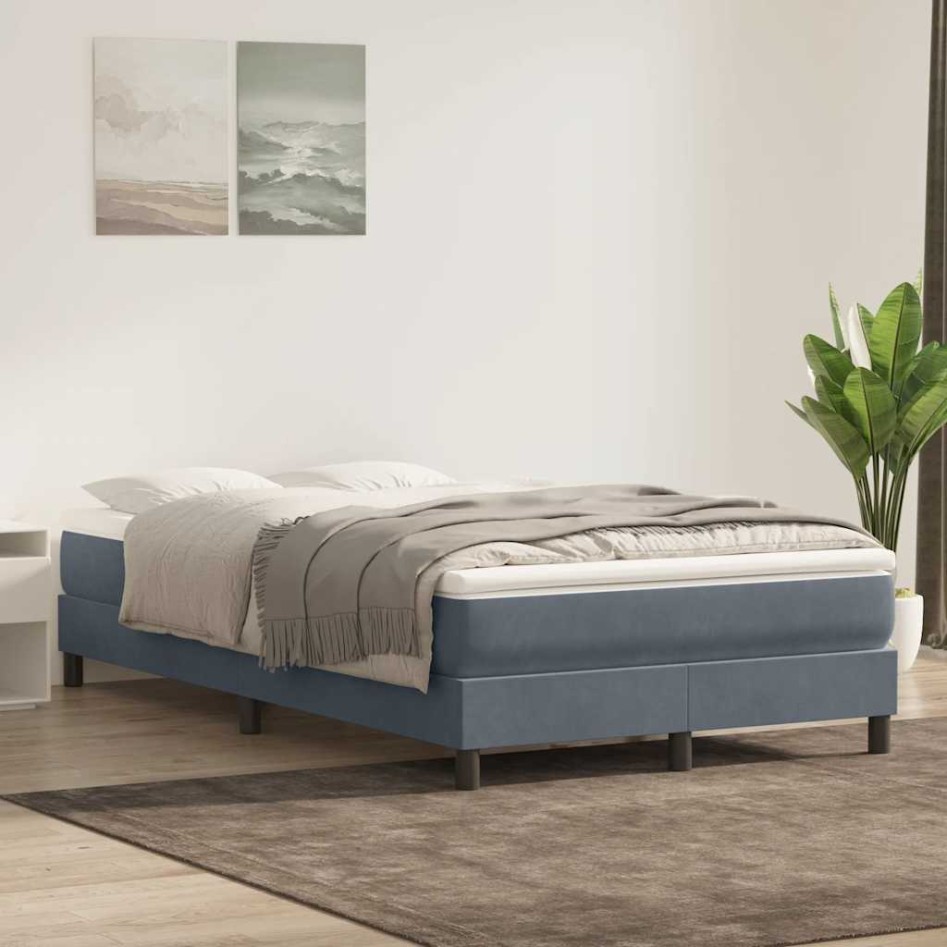 Cama box spring sin colchón terciopelo gris oscuro 120x210