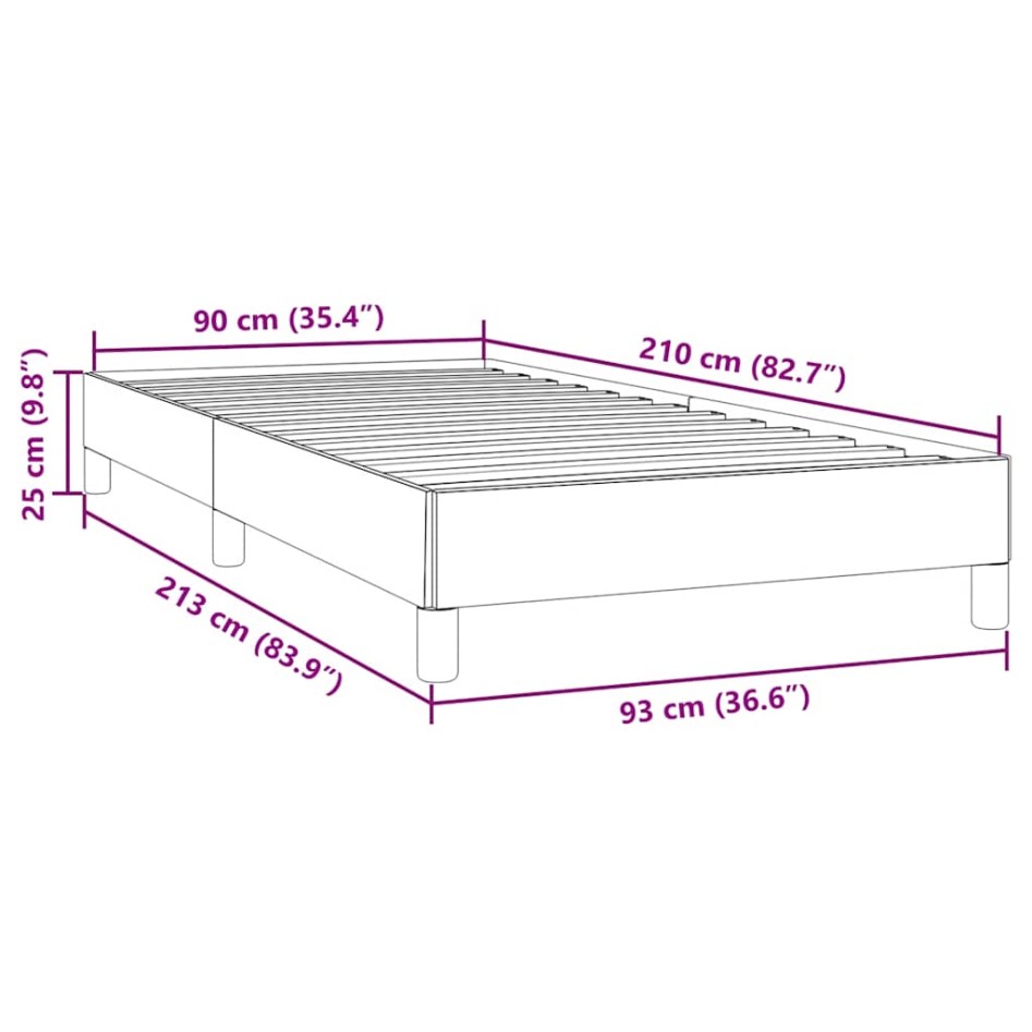 Cama box spring sin colchón terciopelo gris oscuro 90x210