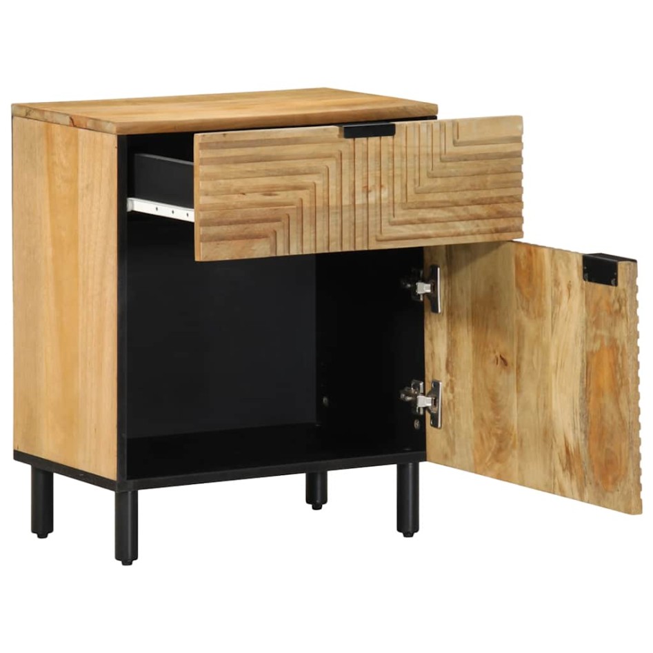 Mesita de noche madera maciza de mango 50x33x60 cm