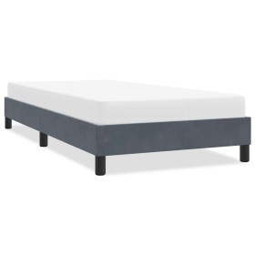 Estructura de cama sin colchón terciopelo gris oscuro 90x210