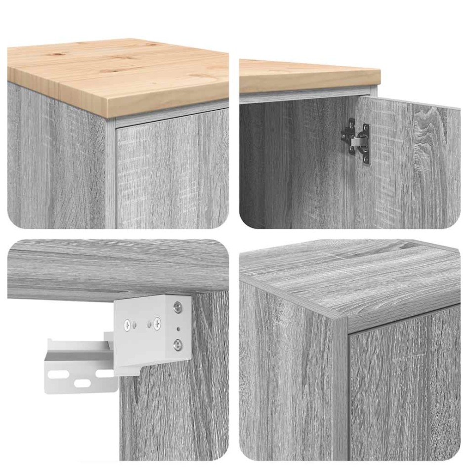 Armarios 2 uds para garaje madera ingeniería gris