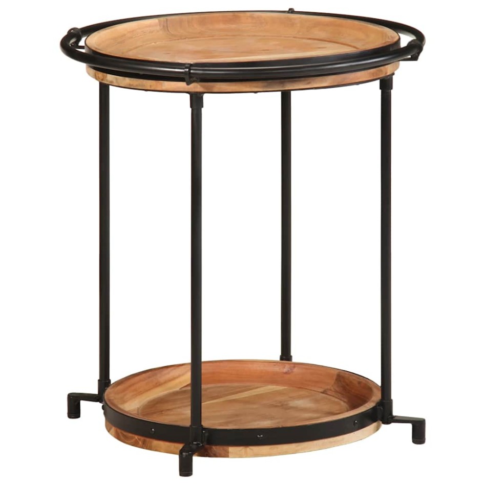 Mesa auxiliar madera maciza de acacia Ø55x60