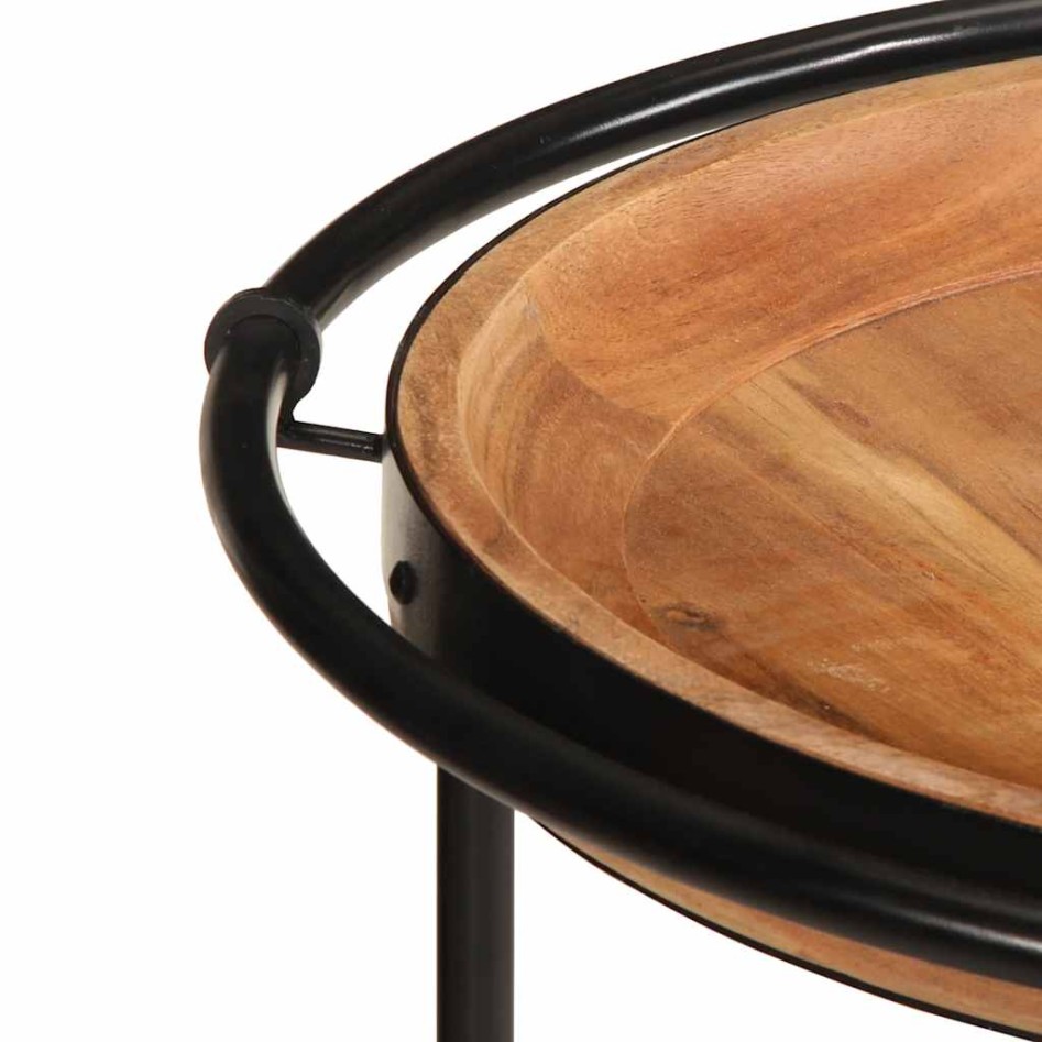 Mesa auxiliar madera maciza de acacia Ø55x60