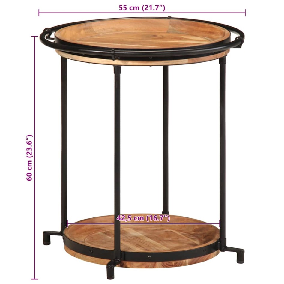 Mesa auxiliar madera maciza de acacia Ø55x60