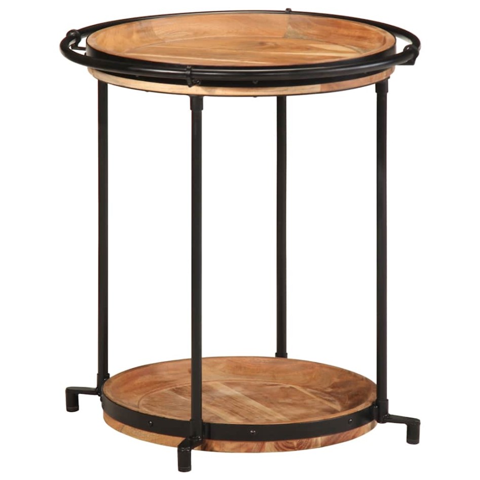 Mesa auxiliar madera maciza de acacia Ø55x60