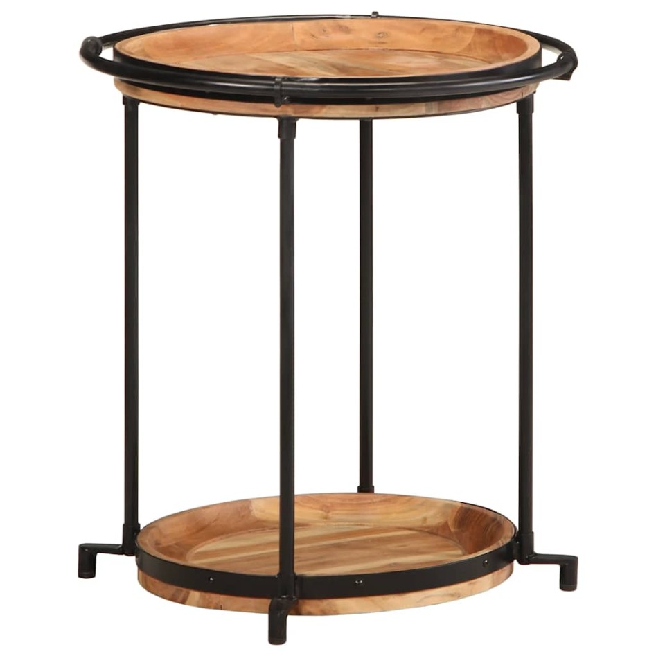 Mesa auxiliar madera maciza de acacia Ø55x60