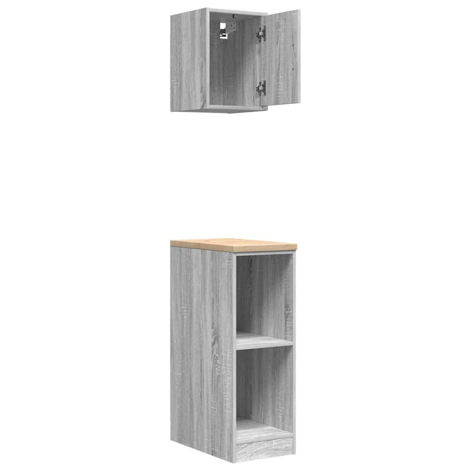 Armarios 2 uds para garaje madera ingeniería gris