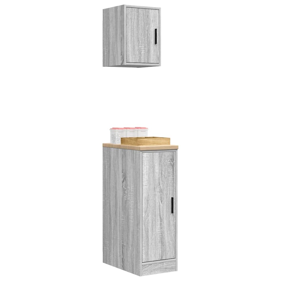 Armarios 2 uds para garaje madera ingeniería gris