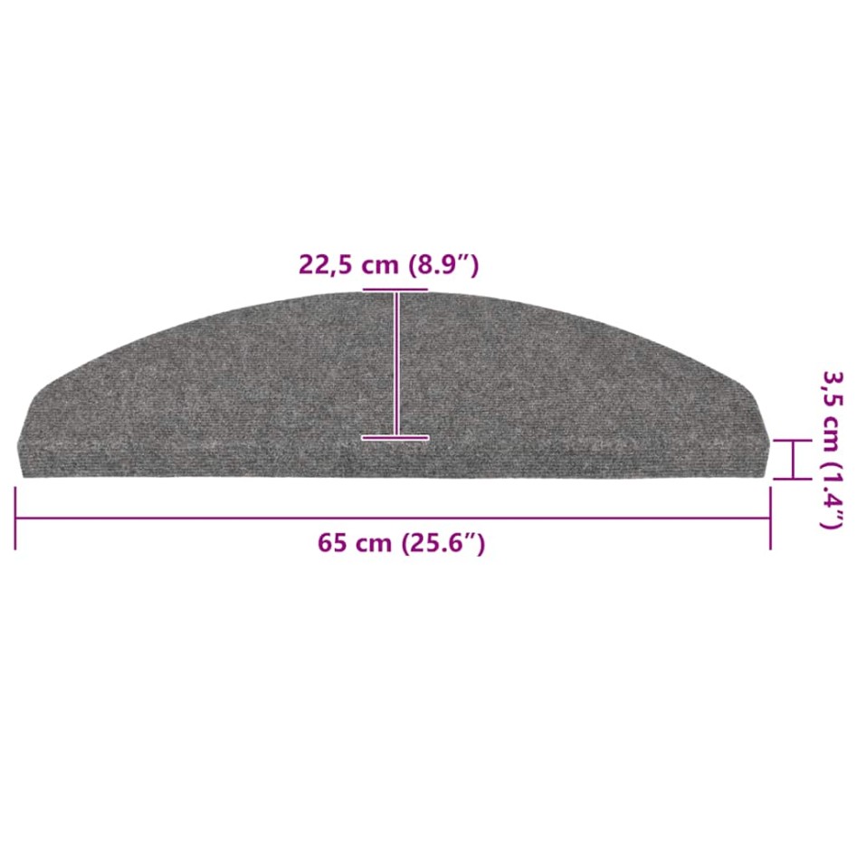 Alfombrilla autoadhesiva escalera 30 uds gris 65x22,5x3,5
