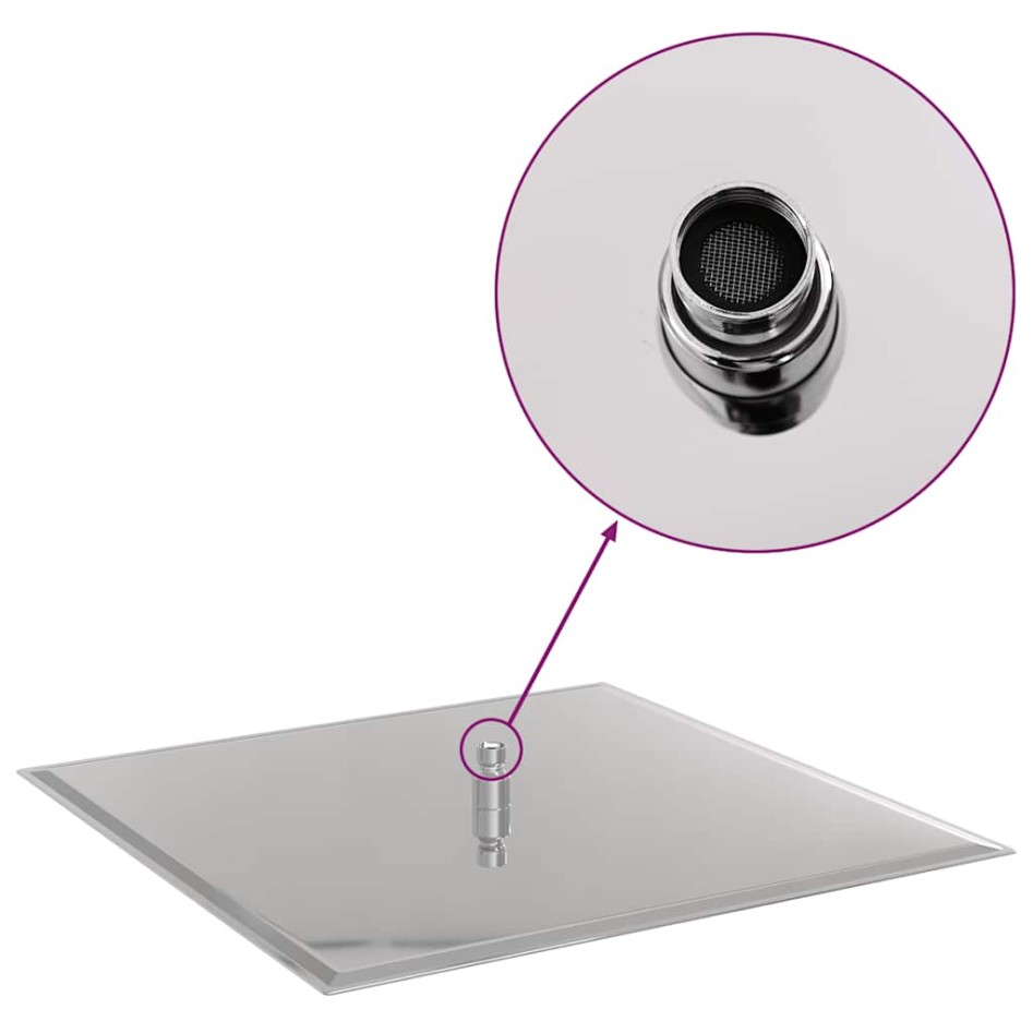 Cabezal de ducha cuadrado efecto lluvia acero inox 304 50x50