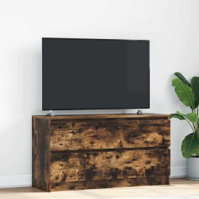 Mueble de TV madera de ingeniería roble ahumado 100x35x54