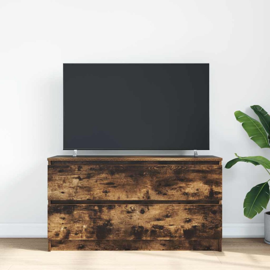 Mueble de TV madera de ingeniería roble ahumado 100x35x54