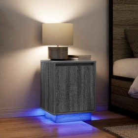 Mesillas de noche con luces LED 2 uds gris sonoma 38x34x50