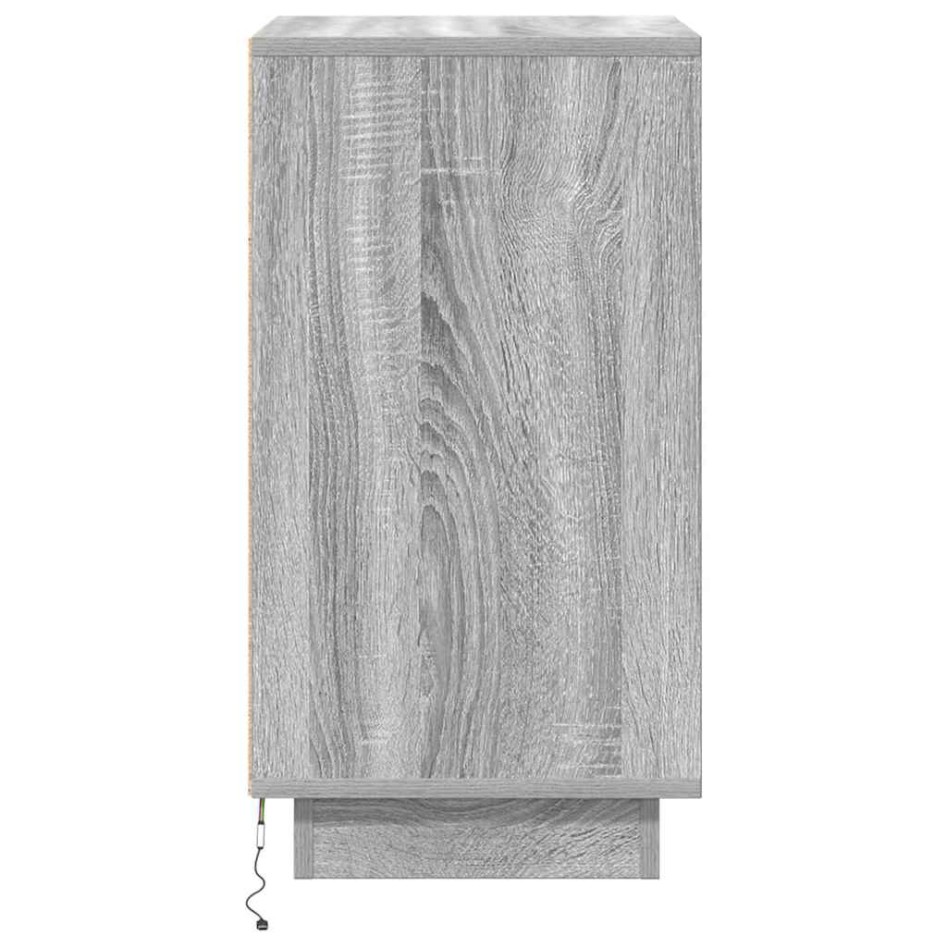 Mesilla de noche con luces LED sonoma gris 38x34x65