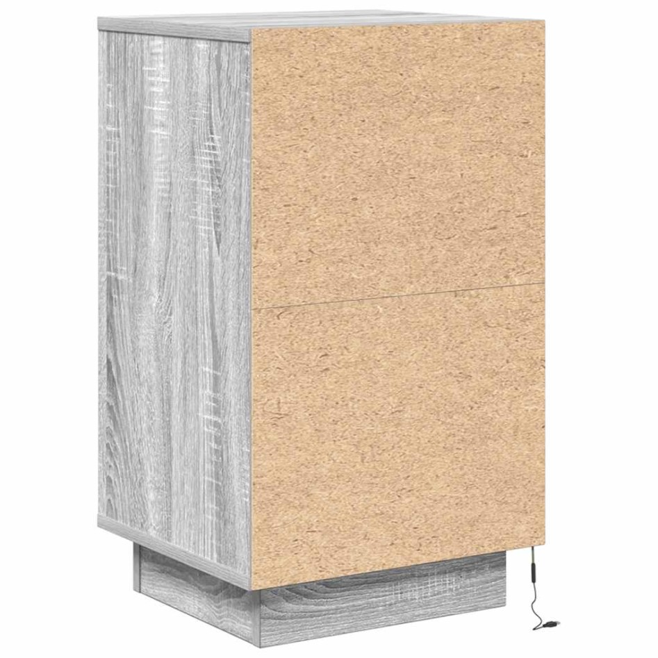 Mesilla de noche con luces LED sonoma gris 38x34x65