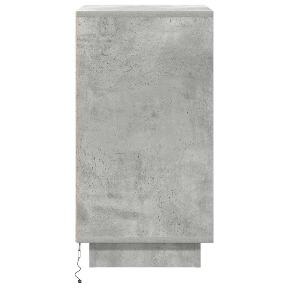 Mesilla de noche con luces LED gris hormigón 38x34x65