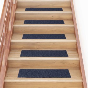 Alfombrillas escaleras autoadhesivas 30uds gris azul 76x20
