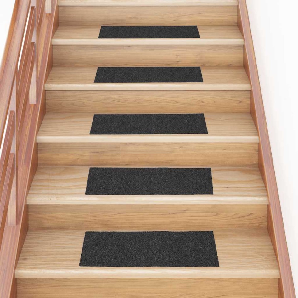 Alfombrillas escaleras autoadhesivas 30uds antracita 60x25