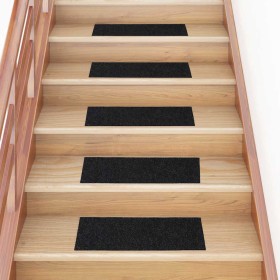 Alfombrillas escaleras autoadhesivas 30uds negro 60x25