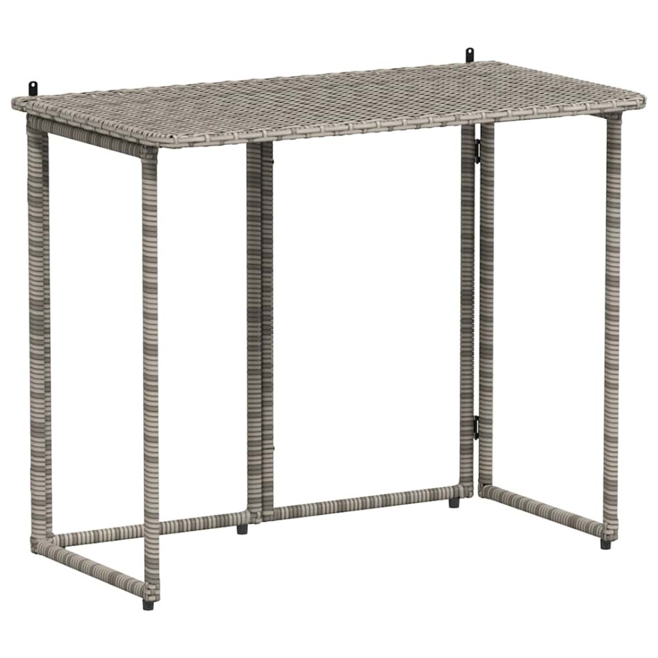 Mesa de jardín plegable gris 90x51x75 cm ratán