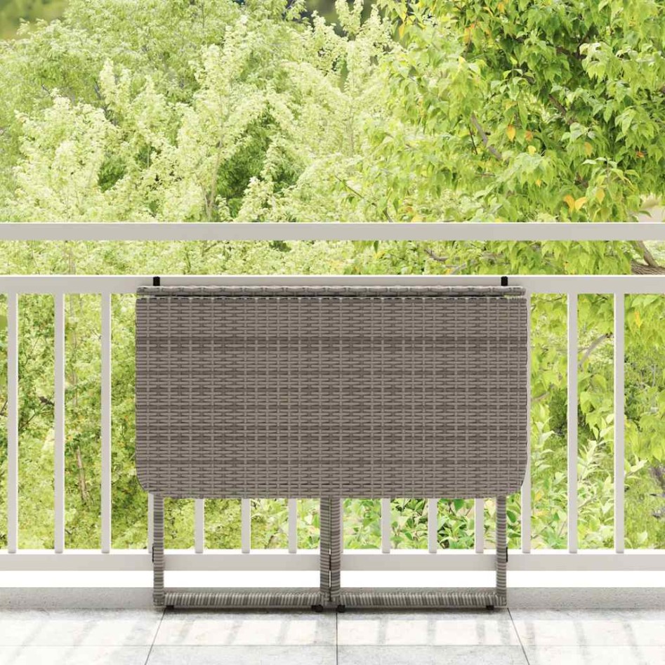 Mesa de jardín plegable gris 90x51x75 cm ratán