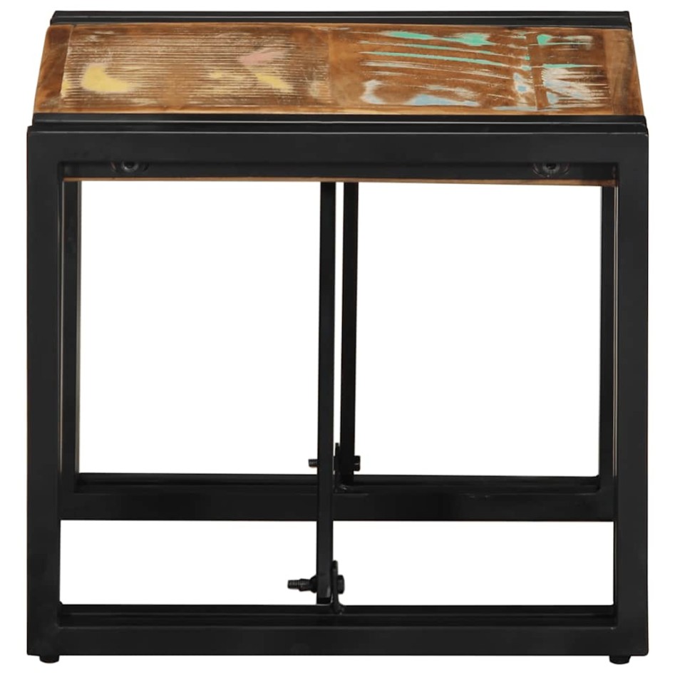 Mesa de centro multicolor 40x40x35 cm madera maciza