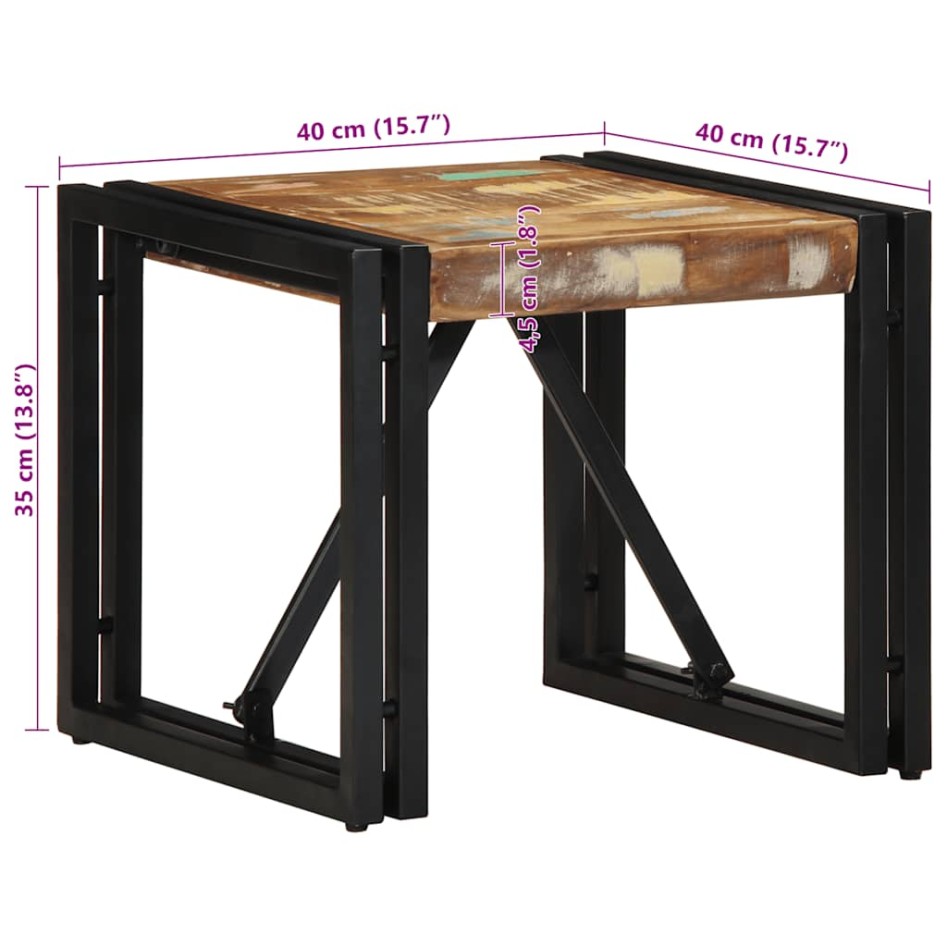 Mesa de centro multicolor 40x40x35 cm madera maciza