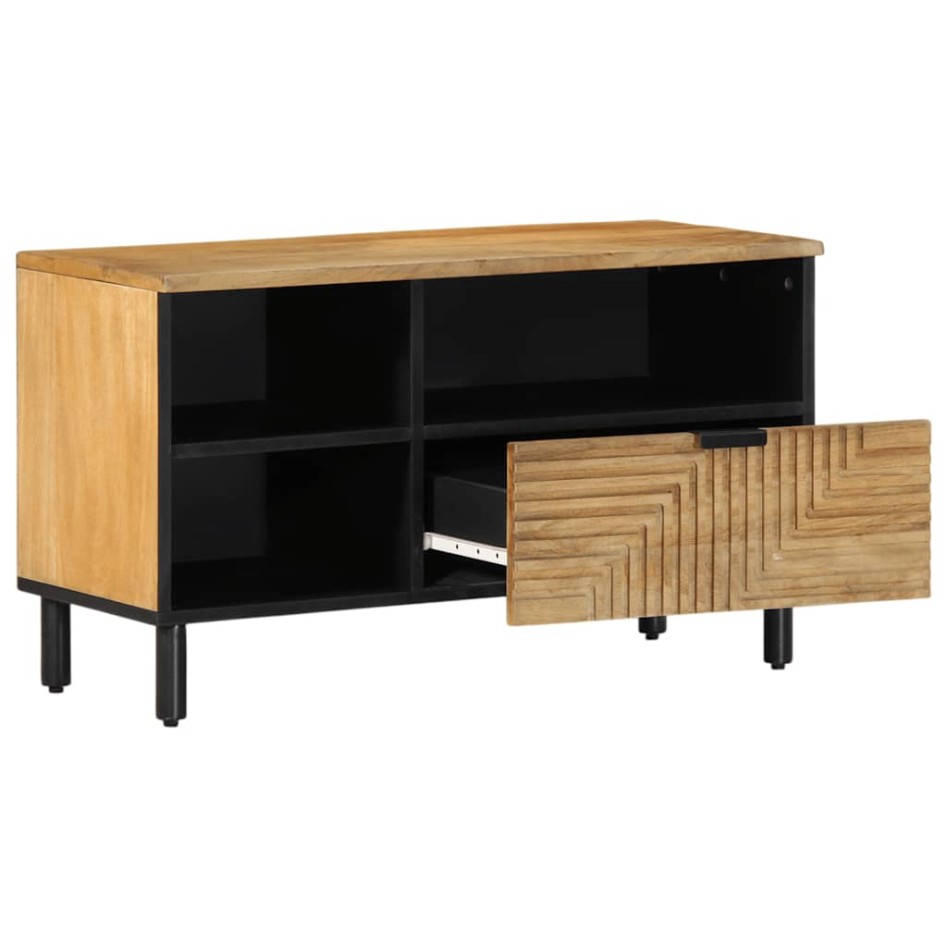 Mueble de TV madera maciza de mango marrón 80x33x46