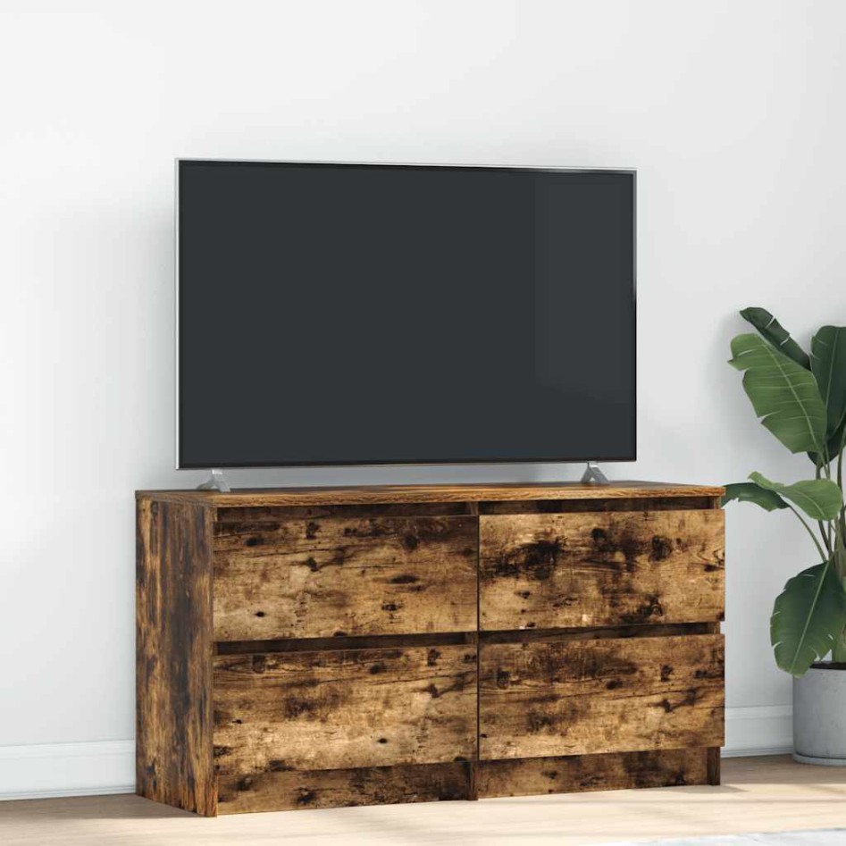 Mueble de TV madera de ingeniería roble ahumado 100x35x54