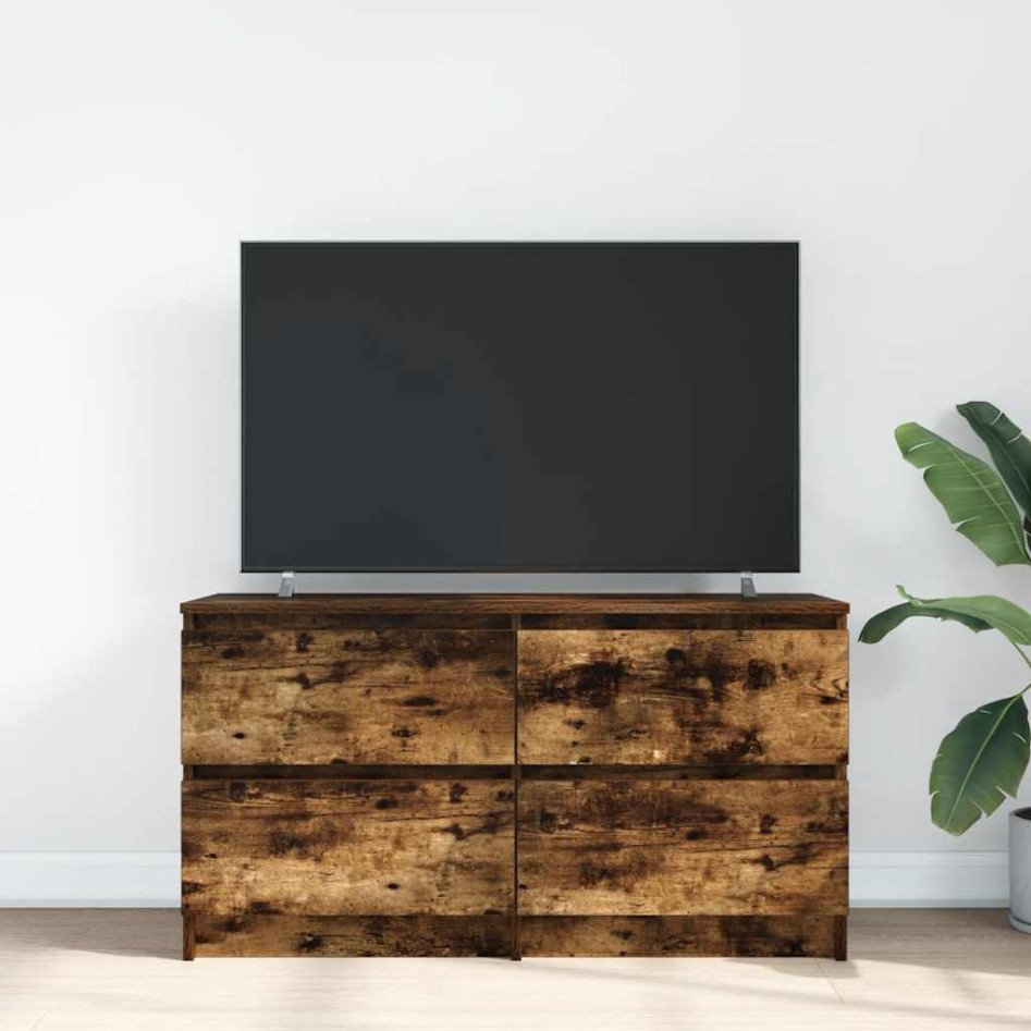 Mueble de TV madera de ingeniería roble ahumado 100x35x54