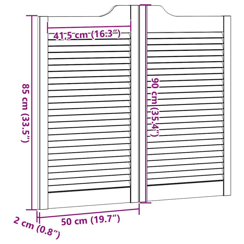 Puertas batientes diseño de lamas 1 par 90x100cm madera