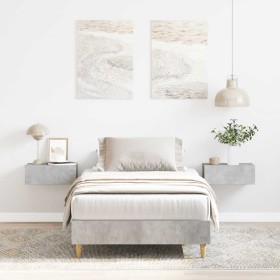 Estructura de cama sin colchón madera gris hormigón