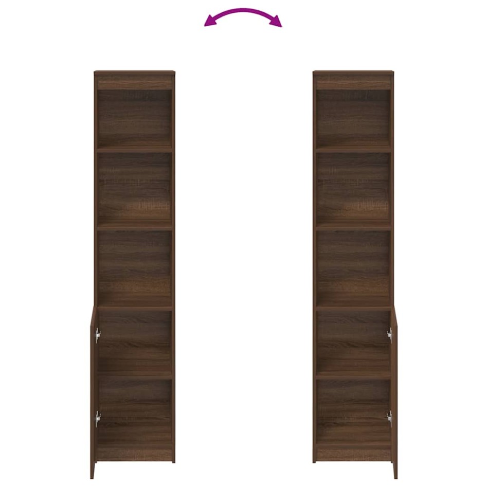 Aparador alto roble marrón 37,5x35x180 cm madera de