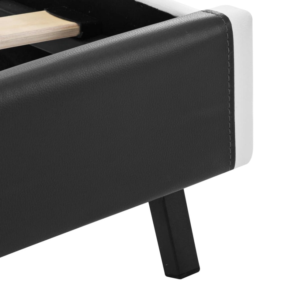 Estructura de cama con LED de cuero sintético gris 140x200