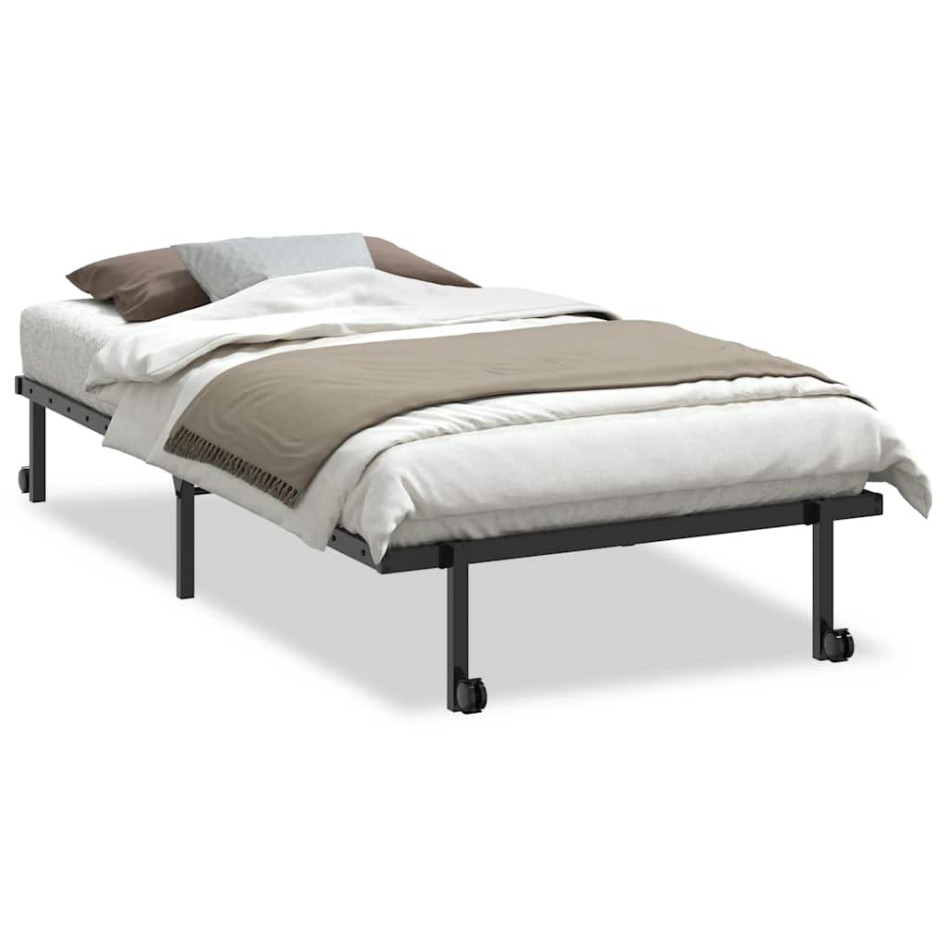 Estructura de cama sin colchón plegable negro acero 100x190