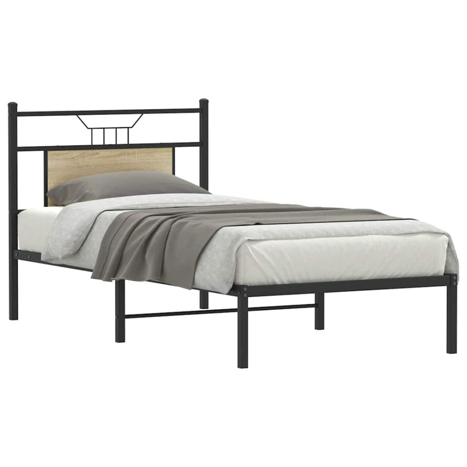 Estructura de cama sin colchón madera roble Sonoma 75x190