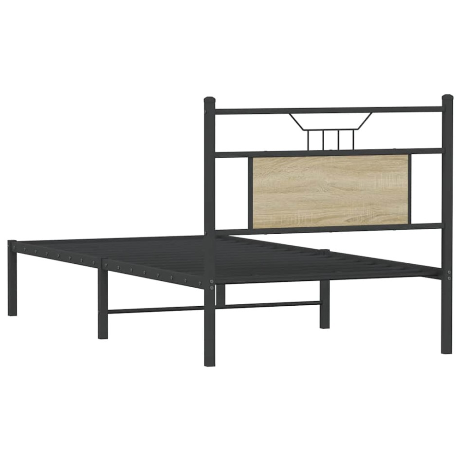 Estructura de cama sin colchón madera roble Sonoma 75x190