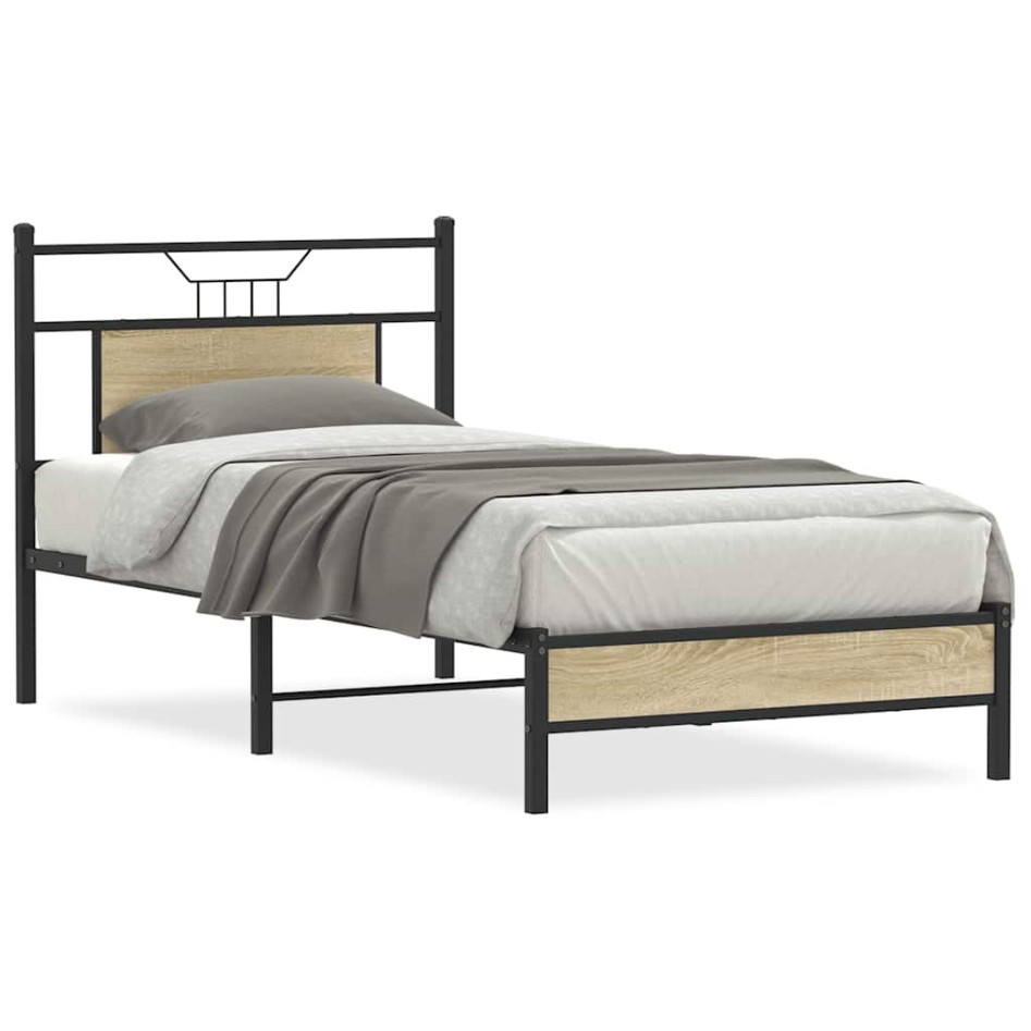 Estructura de cama sin colchón madera roble Sonoma 75x190