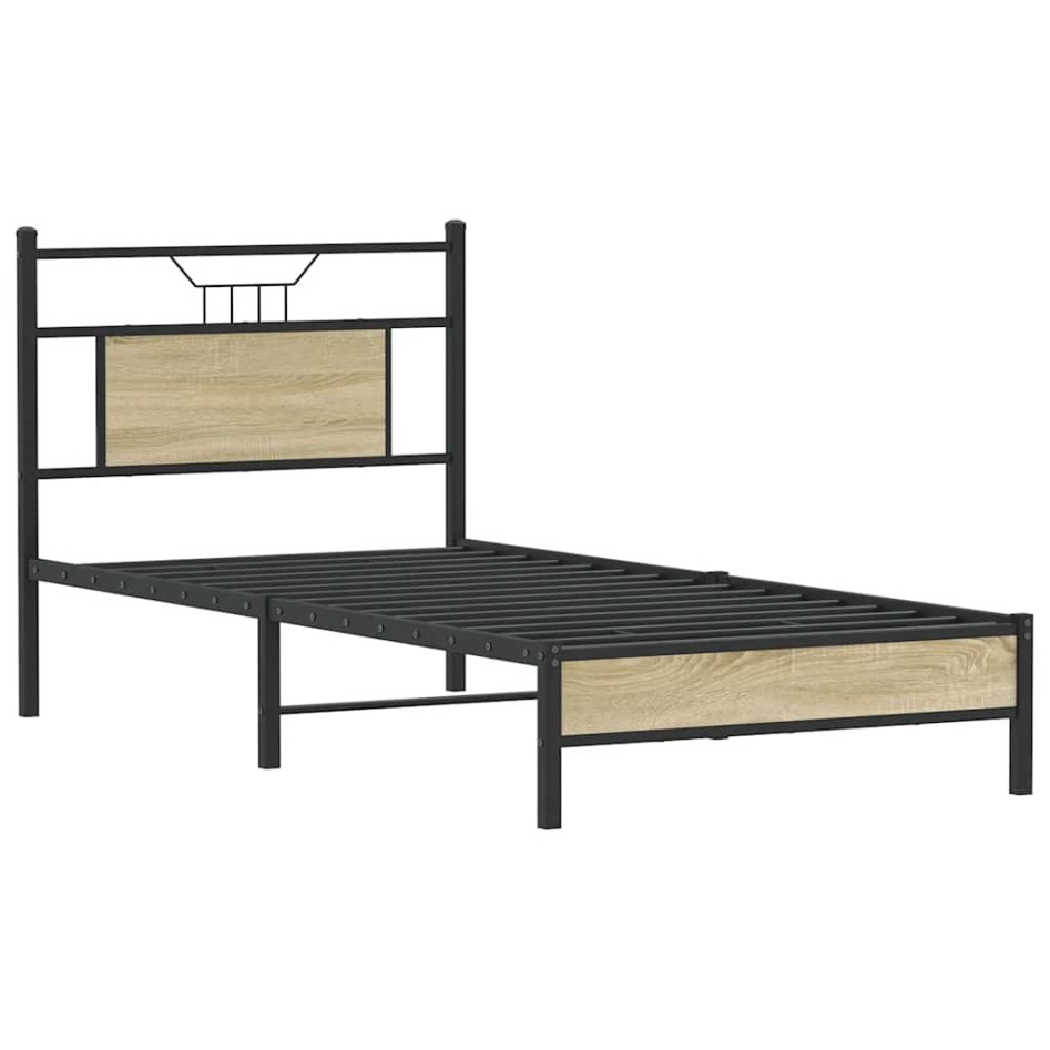 Estructura de cama sin colchón madera roble Sonoma 75x190