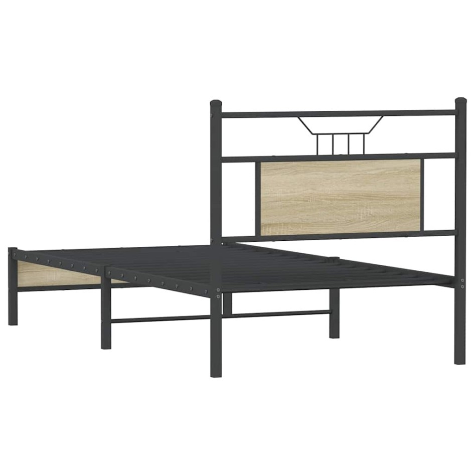 Estructura de cama sin colchón madera roble Sonoma 75x190
