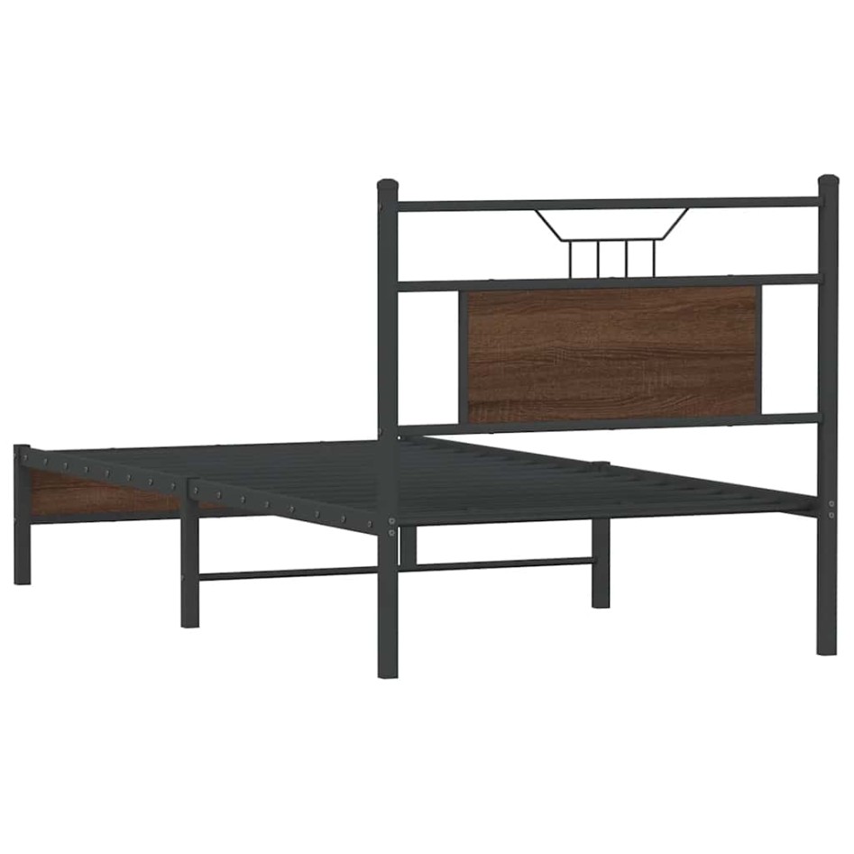 Estructura de cama sin colchón madera marrón roble 75x190