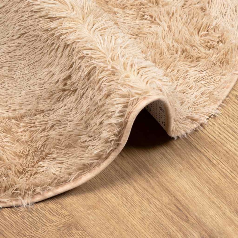 Alfombra peluda de pelo largo NAVARRA beige 240x240cm