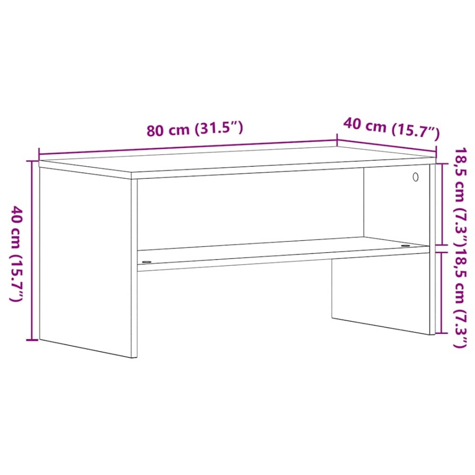 Mueble de TV madera de ingeniería roble negro 80x40x40