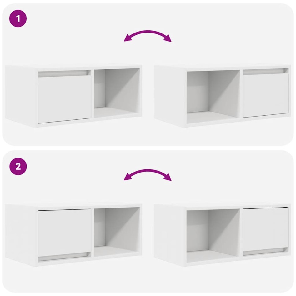 Muebles de TV 2 uds Blanco 60x31x25,5 cm Madera de